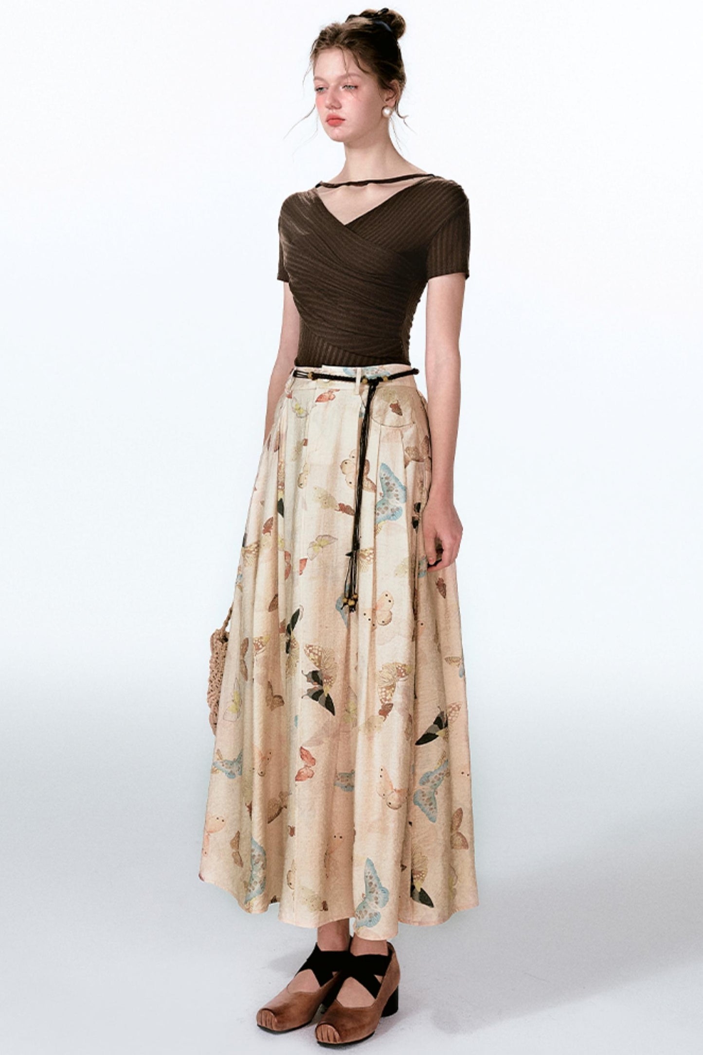 Butterfly Pleat Top With Maxi Skirt Set-Up