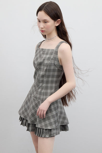 Vintage Checkered Skirt Dress