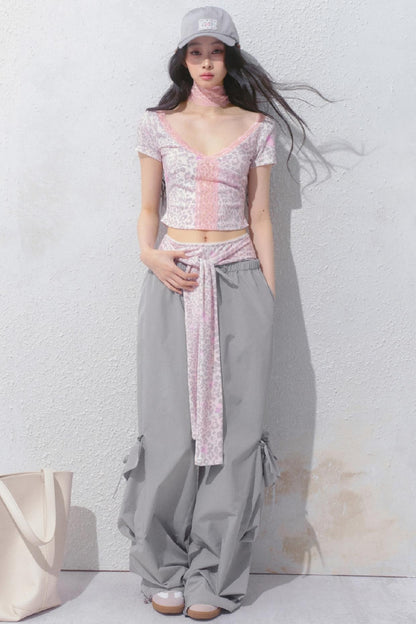 Pink Leopard V-Neck Tee