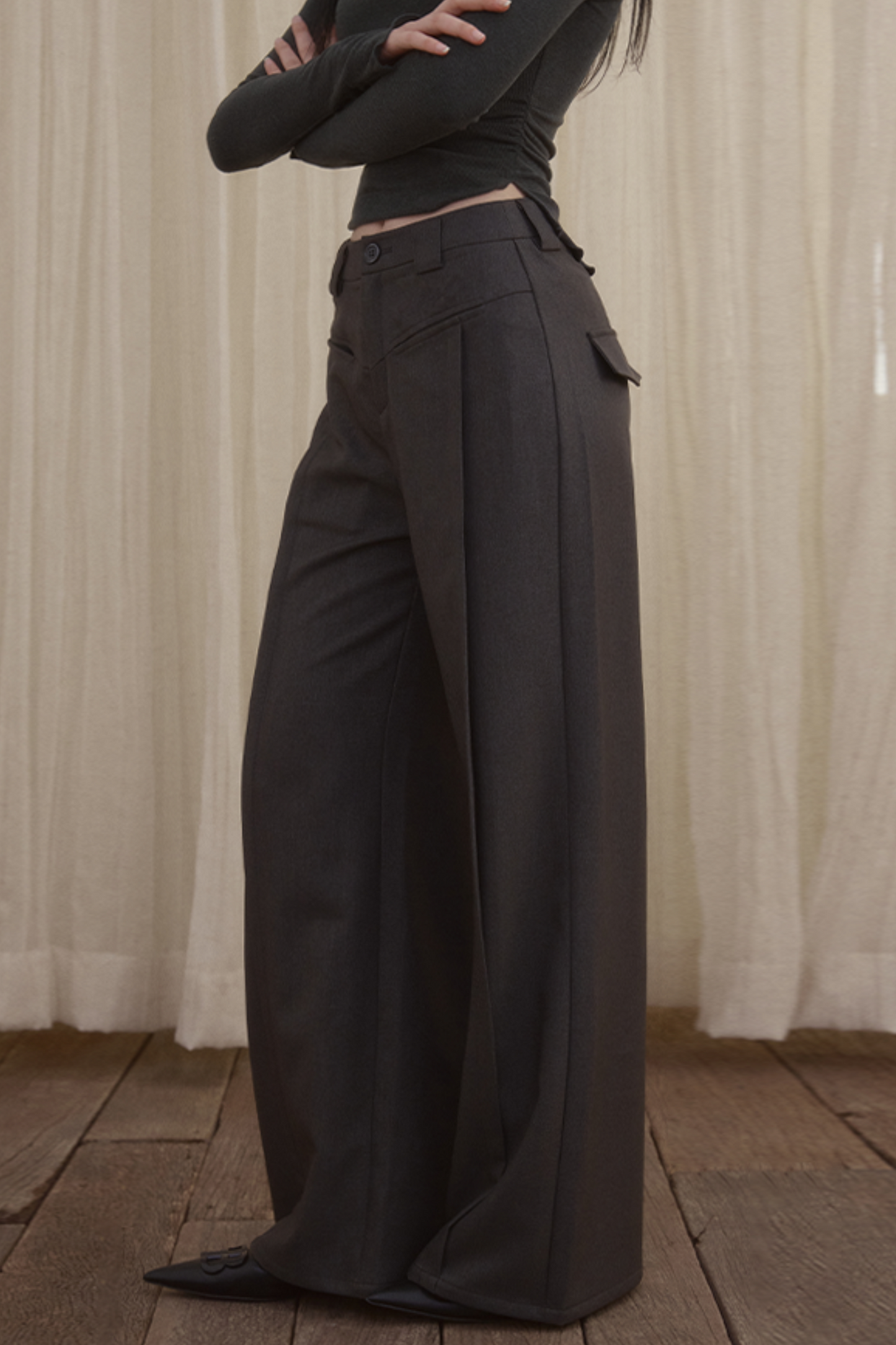 High-Rise Straight Trousers