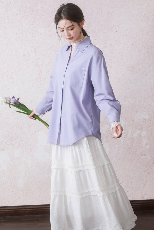 Lavender Lace Collar Shirt