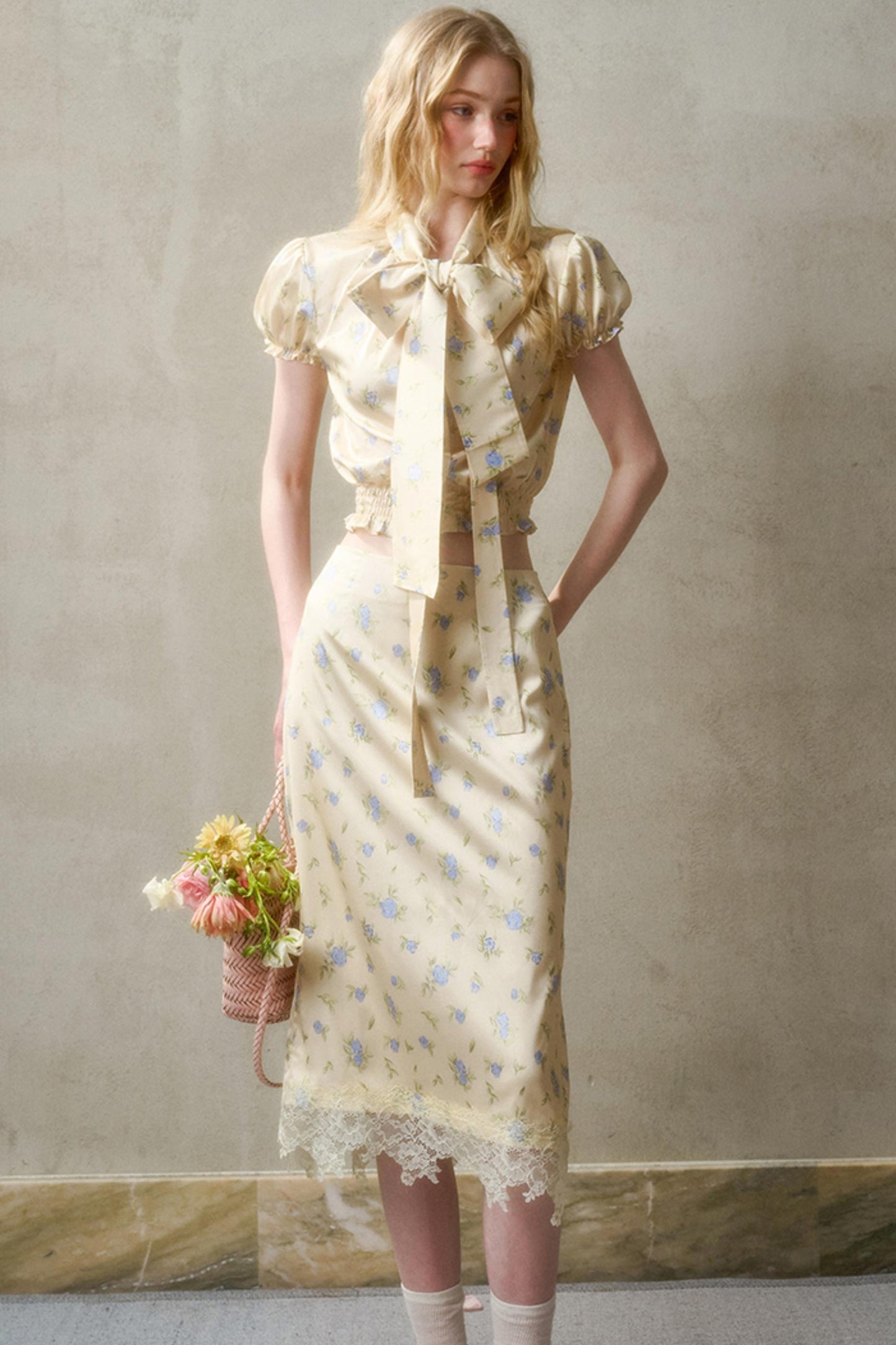 Elegant Lace Skirt Shirt Set-Up