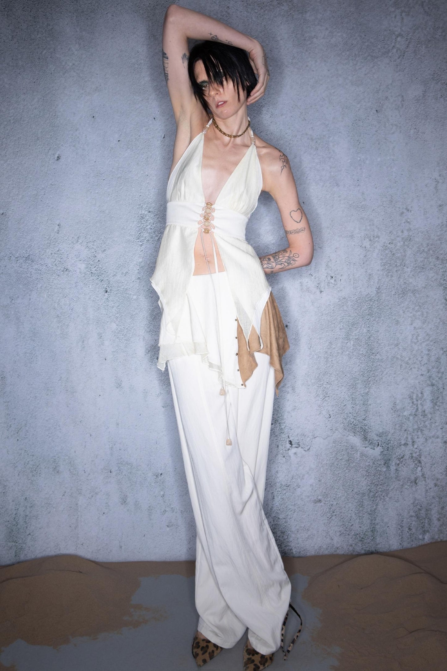 Leaf Beaded Cotton Camisole