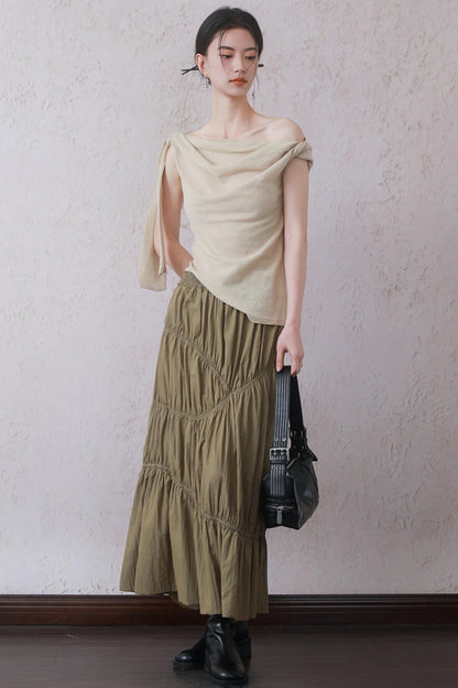 Yellow-Brown Bustier Skirt