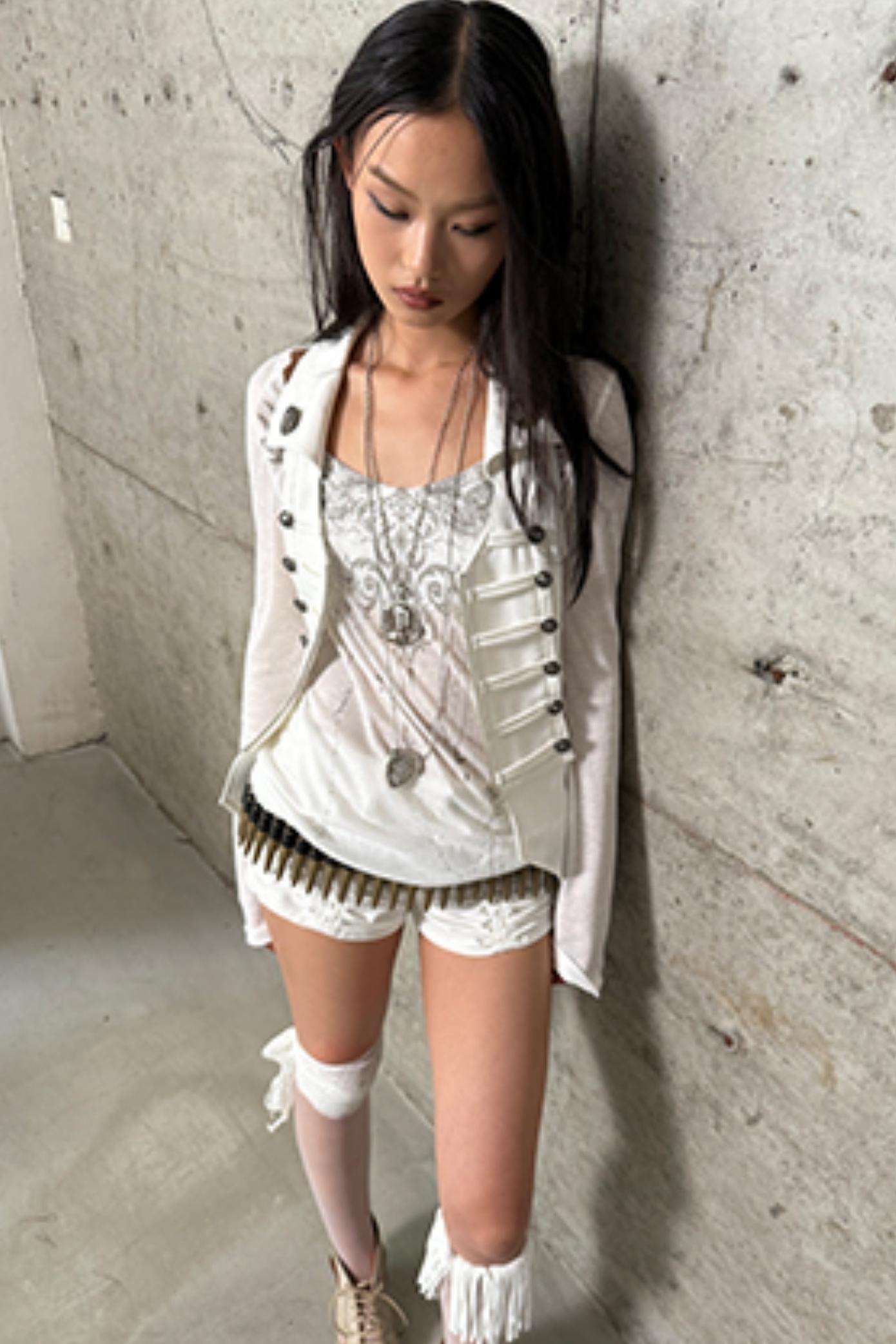 Slim Fit Double-Breasted Zipper Top