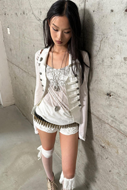 Slim Fit Double-Breasted Zipper Top