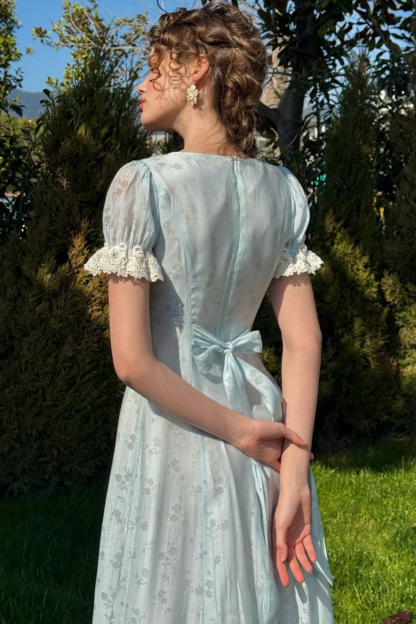 Summer Breeze Blue Lace Dress Set-Up