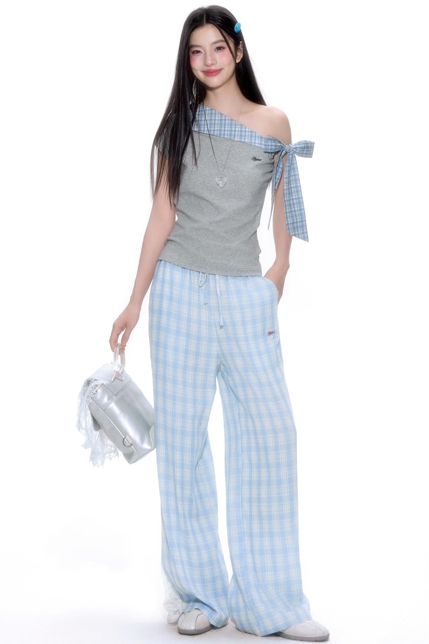 Chic Plaid Asymmetrical Top