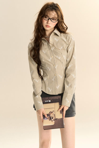 Striped Lace Slim-Fit Shirt