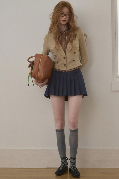 Double-Waist Pleated Skirt