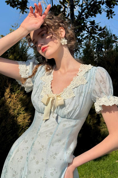 Summer Breeze Blue Lace Dress Set-Up