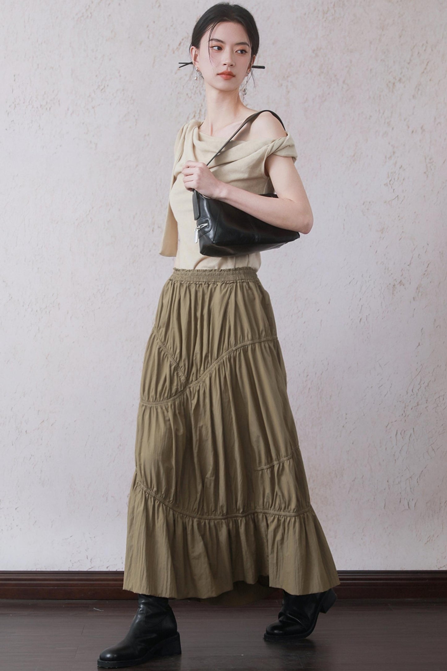 Yellow-Brown Bustier Skirt