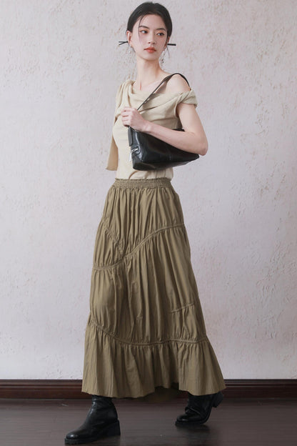 Yellow-Brown Bustier Skirt