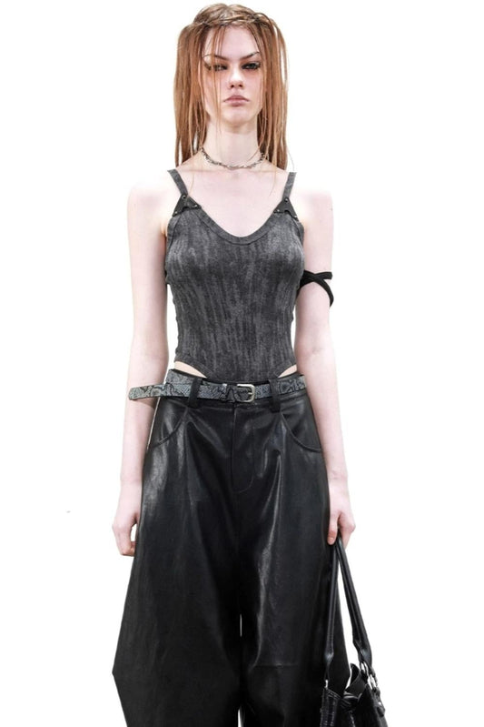 Laws Leather Wrap Camisole Top