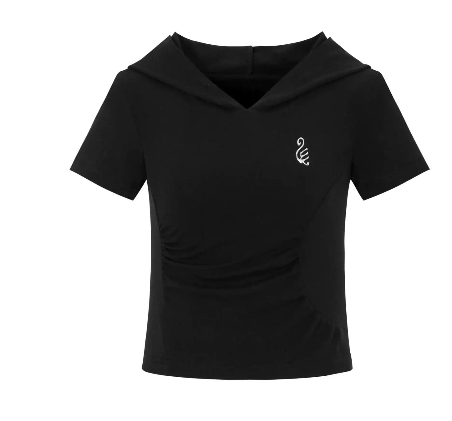 Slim Fit Hooded Pleated T-Shirt