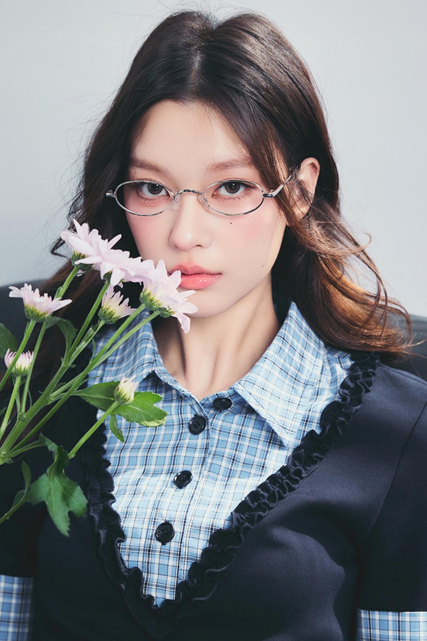 Checked Polo Shirt And Pleated Skirt Set-Up