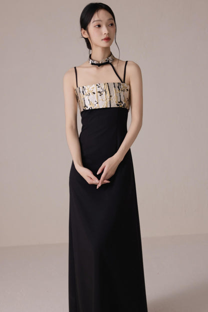 Bamboo Jacquard Halter Dress