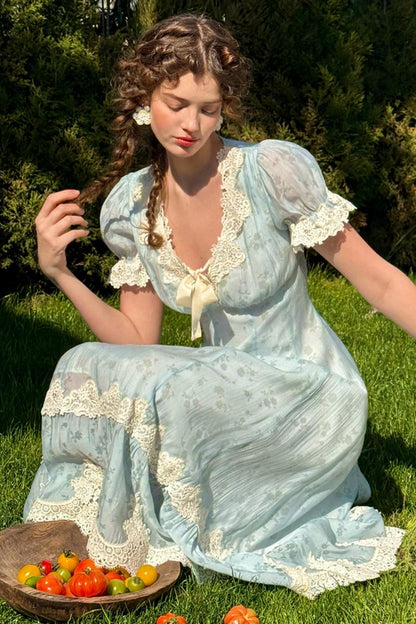 Summer Breeze Blue Lace Dress Set-Up