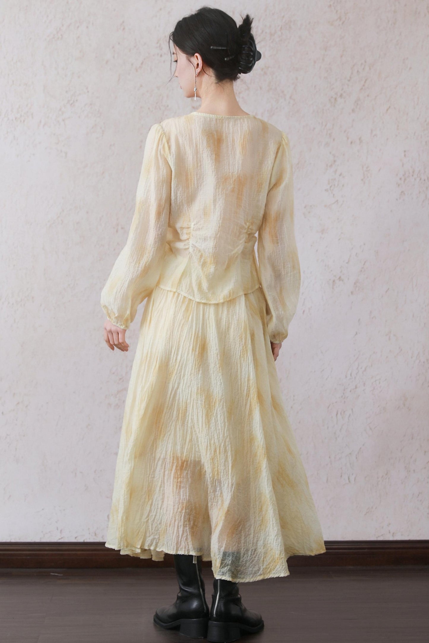Yellow Pleated Skirt