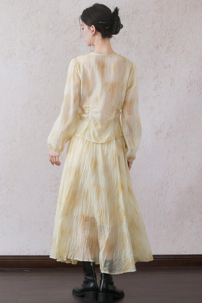 Yellow Pleated Skirt