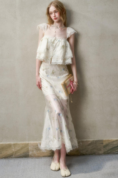 Airy Floral Ensemble Skirt Set-Up
