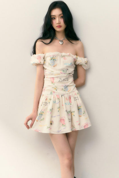 Pastel Lotus Neck-Tie Oriental Dress