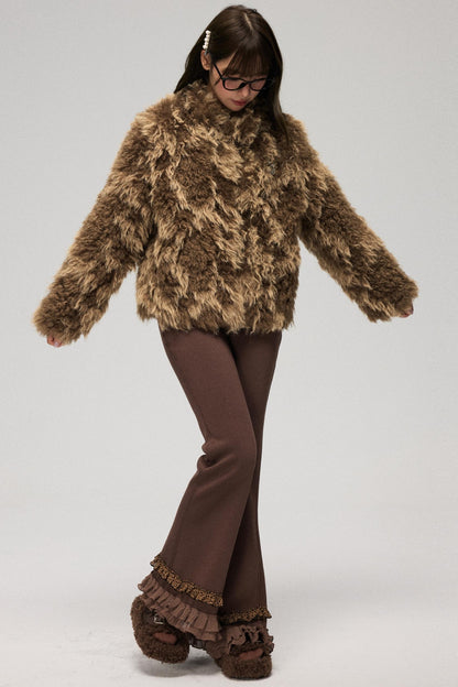 Bloom Pattern Fur Coat