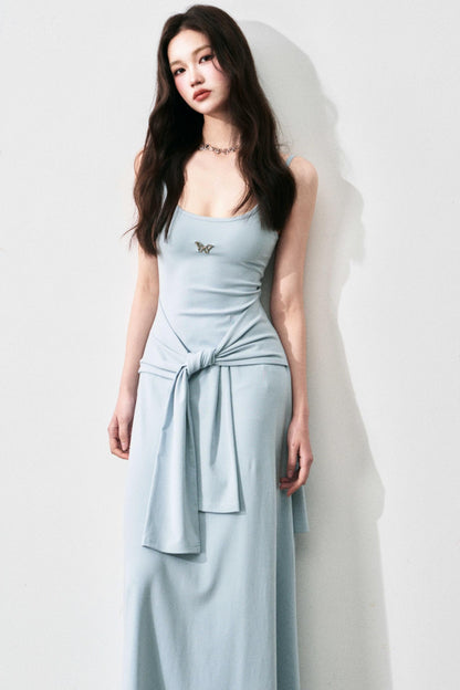 Tie-Waist Halter Maxi Dress