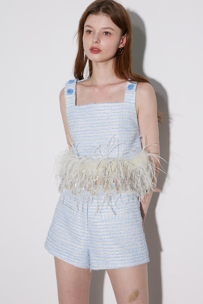 Luxe Tweed Silk Ensemble Top Set-Up