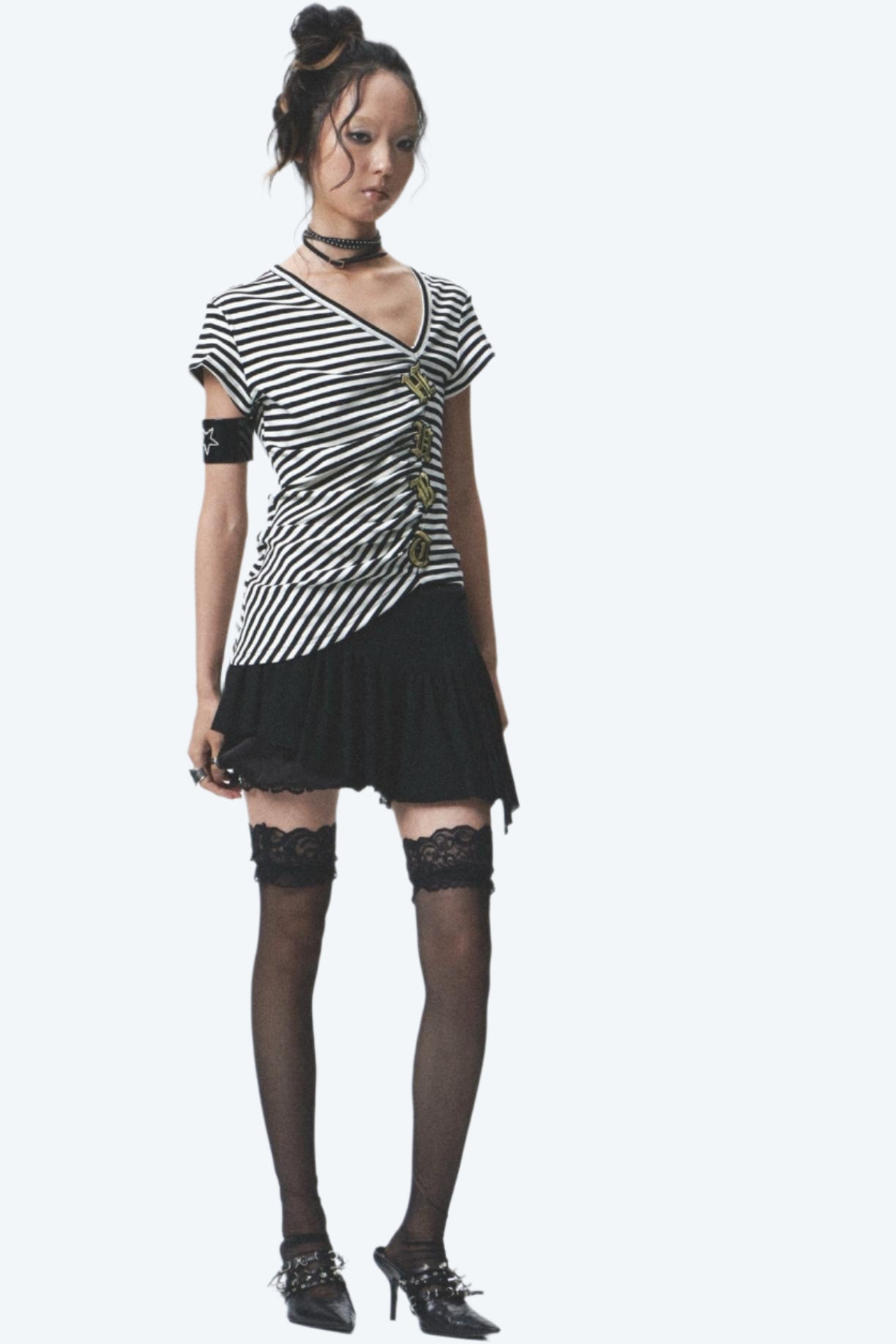 Embroidered Striped Tee