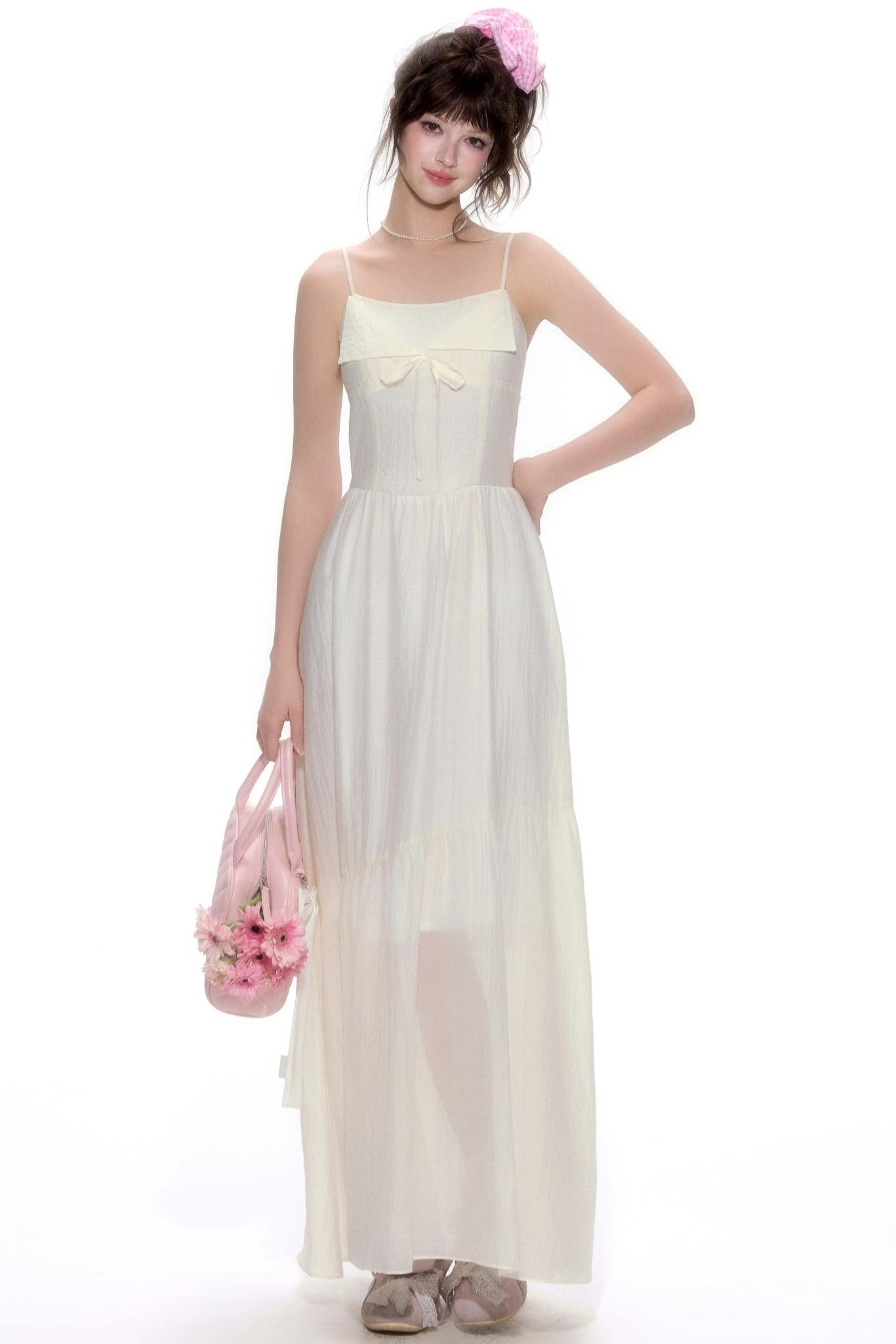 Chic Tencel White Long Dress
