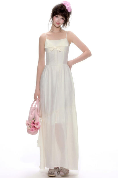 Chic Tencel White Long Dress