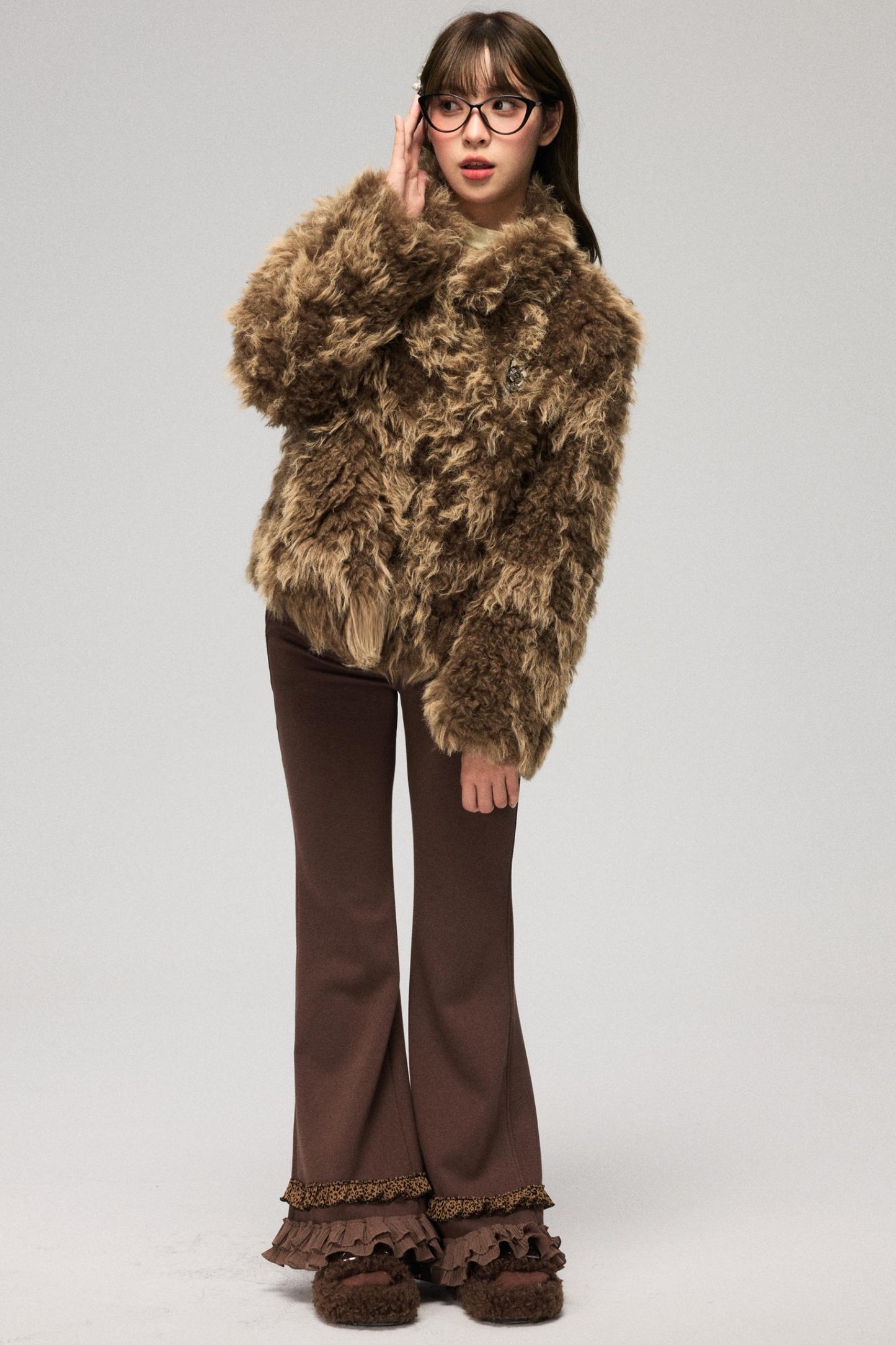 Bloom Pattern Fur Coat