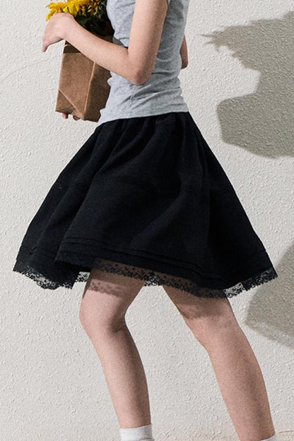 College Flare Lace Skirt