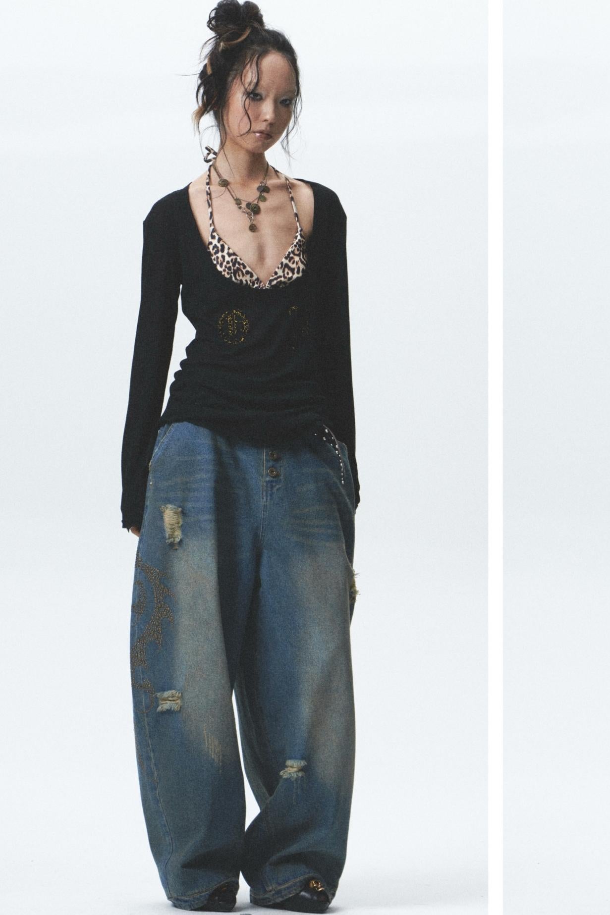 Flocked Sunshield Long Sleeve Skirt Set-Up