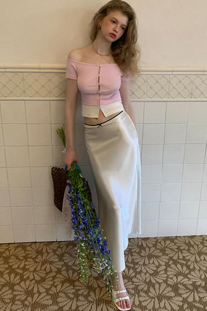 Peach Blossom Short Sleeve Knit T-Shirt