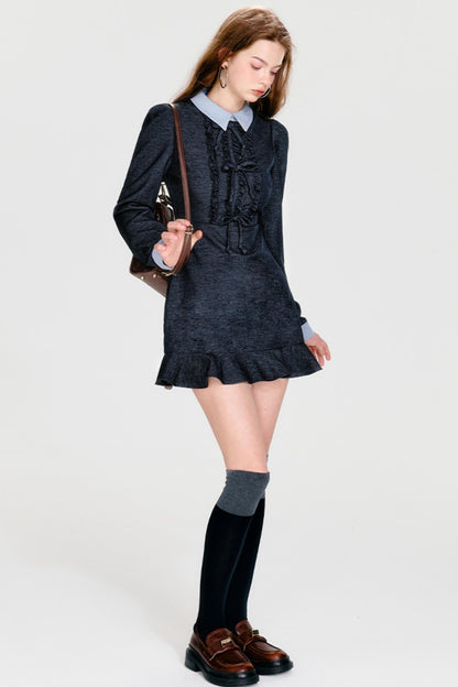 Color Clash Bow Dress