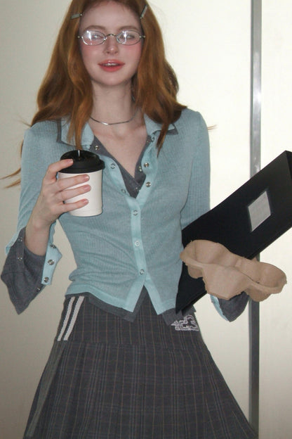 Blue Metal Buckle Slim Fit Tee