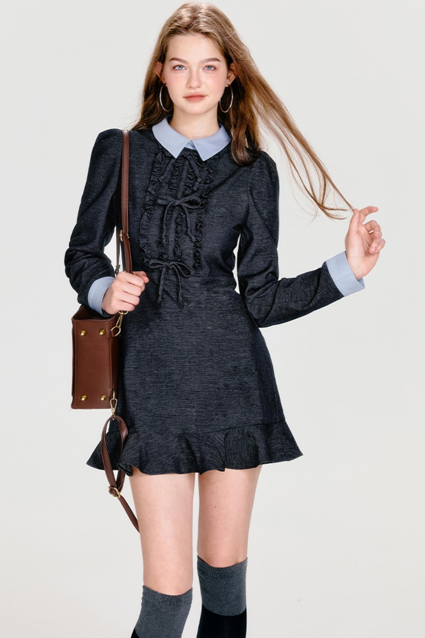 Color Clash Bow Dress