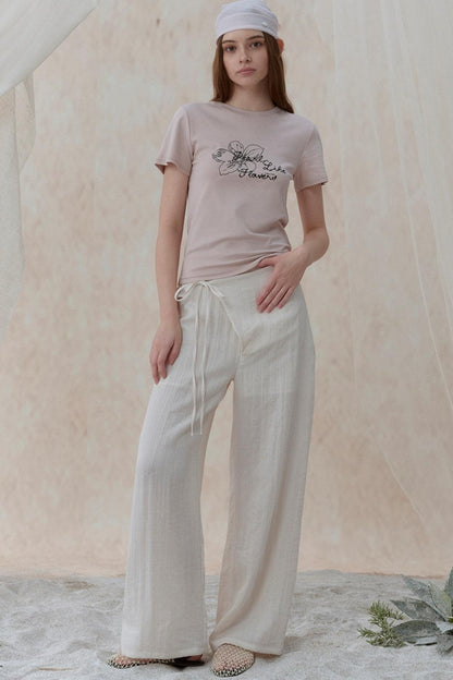 Pleatless Lapel Wide-Leg Trousers