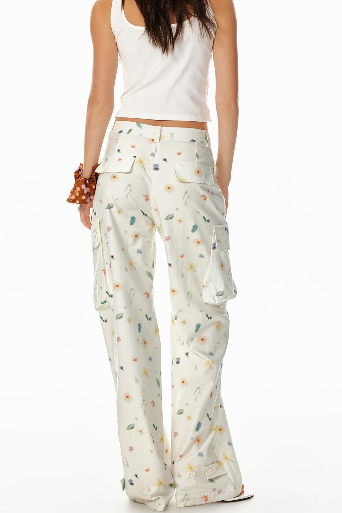 3D Floral Wide-Leg Pants
