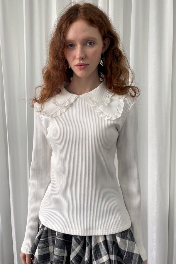 Lace-Trimmed Knit Sweater