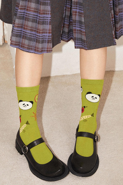 Retro Cartoon Panda Socks