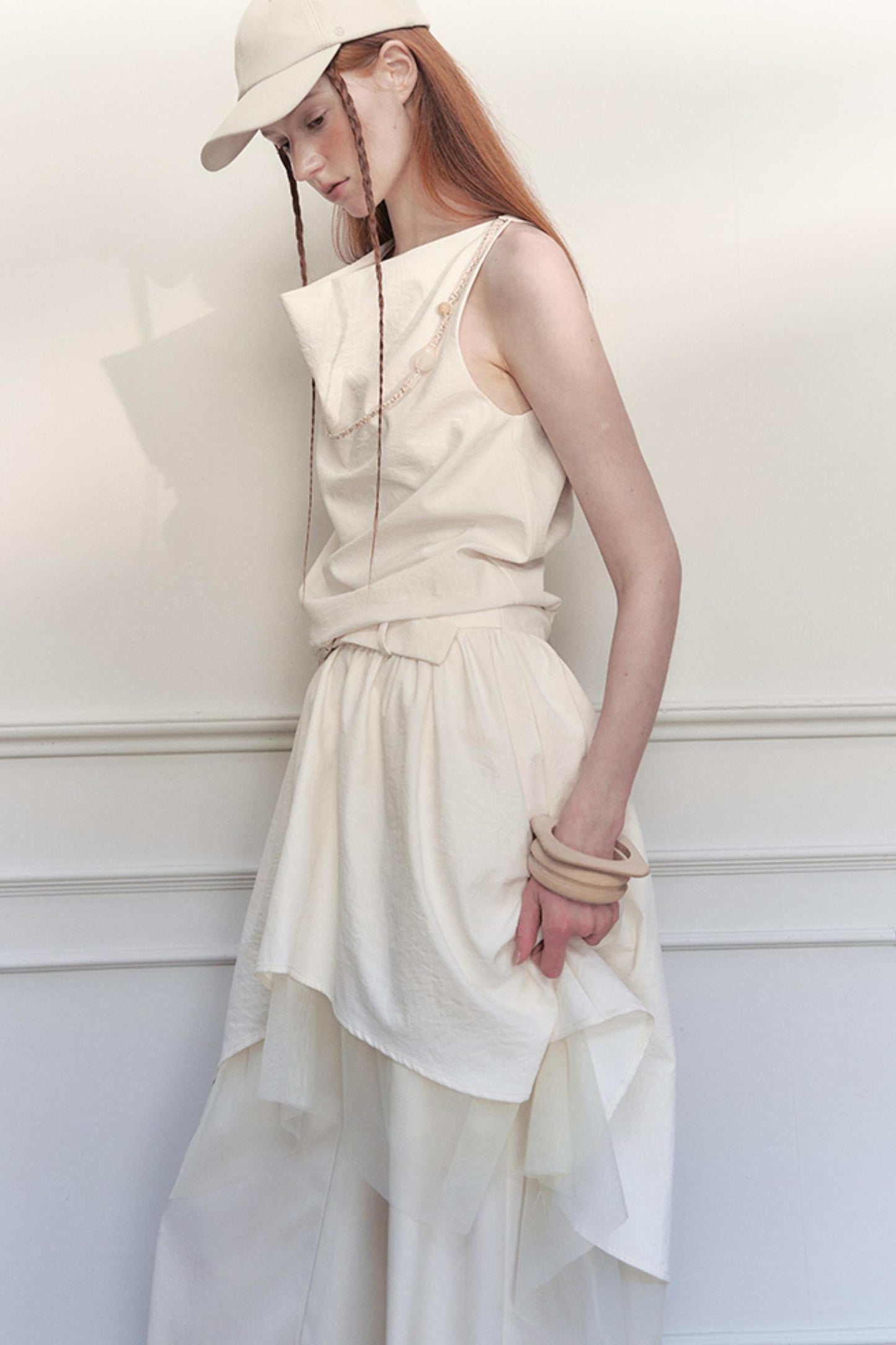 Beige Mesh Tea Dress