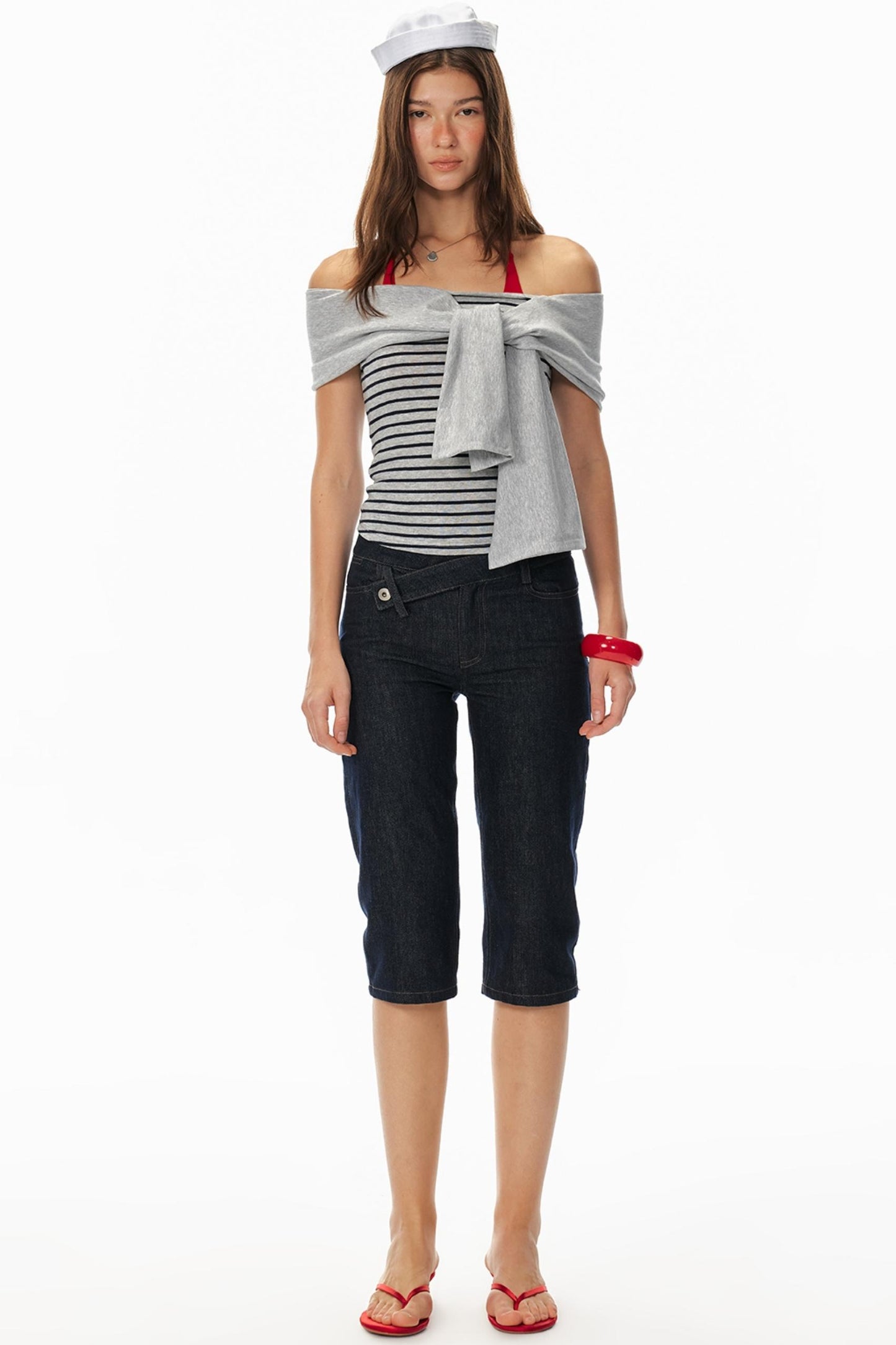 Asymmetrical Denim Shorts