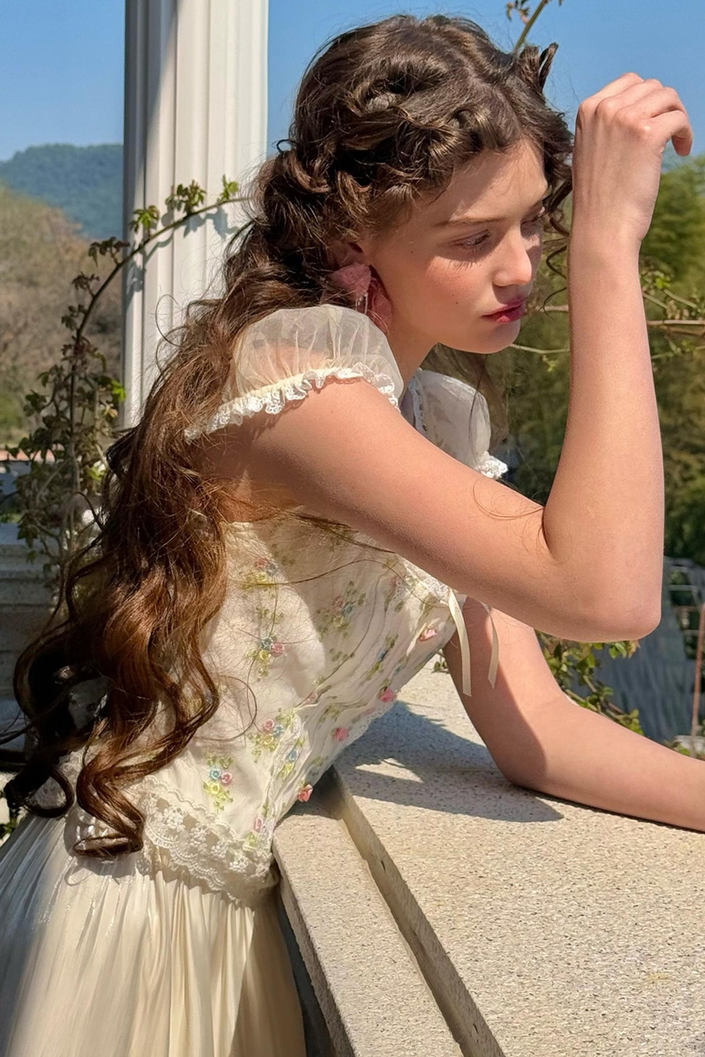 Floral Bubble Sleeve Top