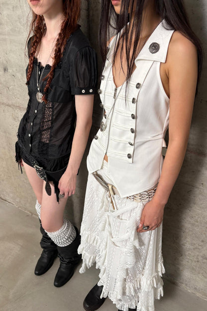 Slim Fit Double-Breasted Zipper Top