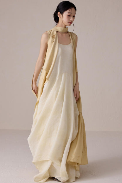 Tea-Dyed Flowing Belted Jacket