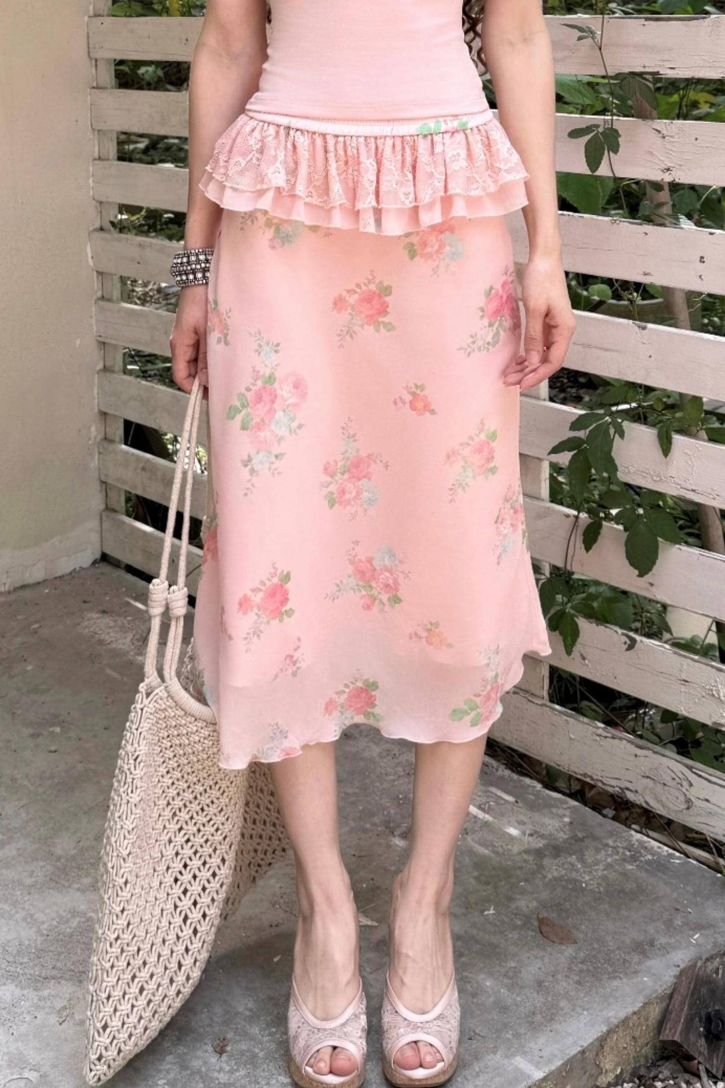 Floral Buttoned Blouse Set-Up