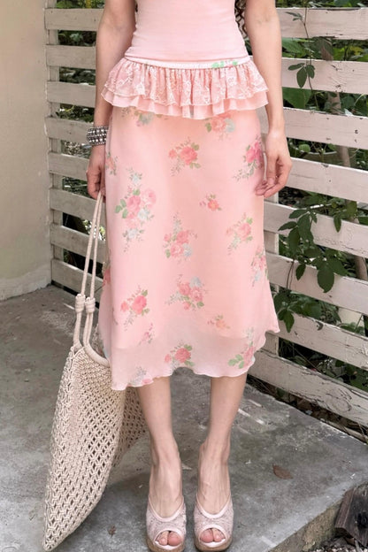 Floral Buttoned Blouse Set-Up